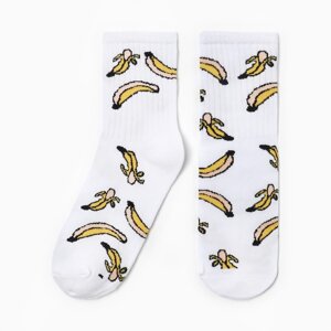 Носки женские "Бананы", цвет белый, р-р 23-25