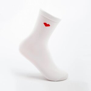 Носки женские "Красное сердце", цвет белый, р-р 36-40