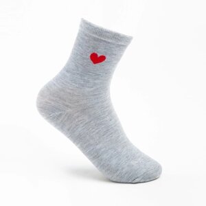 Носки женские "Красное сердце", цвет серый, р-р 36-40