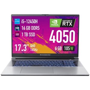 Ноутбук machenike L17 star 2K XL 17.3", 165 гц, nvidia geforce RTX 4060 8 гб, i7-12650H, 32 гб, SSD 1 тб, серебристый