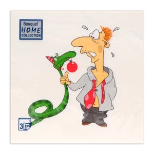 Новогодние салфетки бумажные Home Collection Сlassic «Пришел год змеи», 3 слоя, 33х33 см, 20 шт