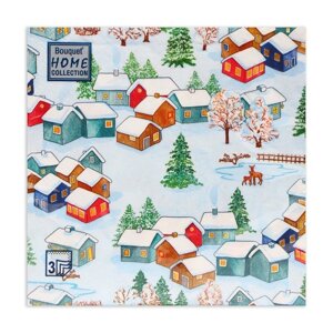 Новогодние салфетки бумажные Home Collection «Зимний пейзаж», 3 слоя, 33х33 см, 20 шт