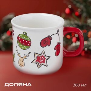 Новогодняя кружка для чая Доляна Sweet Treats, 360 мл, 12,89,59 см, керамика, цвет белый