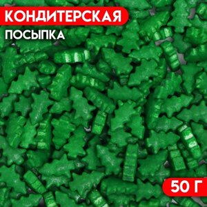 Новогодняя посыпка кондитерская "Рождественская елка", зеленая, 50 г