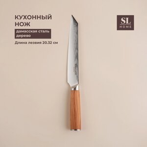 Нож кухонный SL Home «Оливия», разделочный, лезвие 20,32 см, дамасская сталь, цвет коричневый