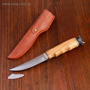 Нож охотничий "Торунн" 23,7см, клинок 110мм/3мм, дерево, с головой волка