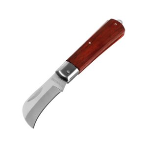 Нож универсальный складной ТУНДРА, деревянная рукоятка, изогнутое лезвие, нержавеющая сталь