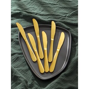 Ножи столовые из нержавеющей стали Доляна «Голд», длина 22 см, 6 шт, цвет золотой