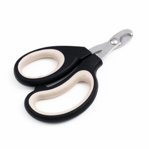 Ножницы-когтерезы "Пижон" Premium с эргономичной ручкой, отверстие 8 мм, чёрно-бежевые
