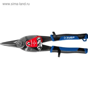 Ножницы по металлу "ЗУБР" КАТРАН 23130-S, прямые, 250 мм, 0.6 мм, двухкомпонентная рукоятка