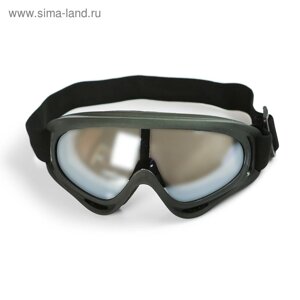 Очки для езды на мототехнике, стекло хром, чёрные