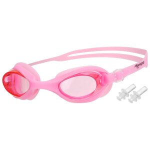 Очки для плавания ONLYTOP, беруши, цвет светло-розовый