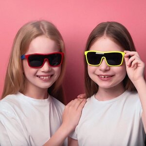 Очки солнцезащитные детские "Спорт", оправа двухцветная, МИКС, линзы тёмные, 13 12.5 5.5 см