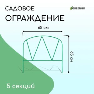 Ограждение декоративное, 65 325 см, 5 секций, металл, зелёное, «Арена», Greengo