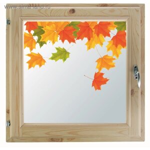 Окно 50х60 см, "Осенние краски", однокамерный стеклопакет, хвоя