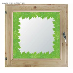 Окно 60х60 см, "Кленовые листья", однокамерный стеклопакет, уплотнитель, хвоя