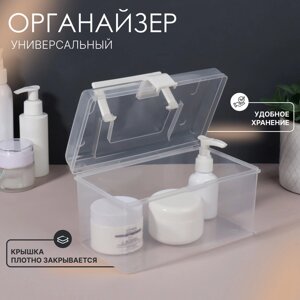 Органайзер для хранения, с крышкой, с ручкой, 19.51211 см, прозрачный/белый