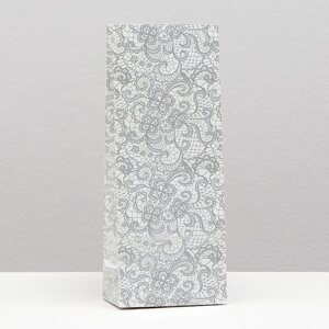 Пакет бумажный, фасовочный, "Кружева", трехслойный, серебро, 8 х 5 х 21 см
