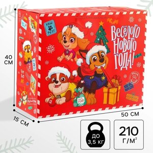 Пакет-коробка «Веселого Нового Года!15х50х40 см, Paw Patrol