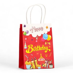 Пакет крафт "Happy Brithday" 120г/м 15 х 8 х 21 см