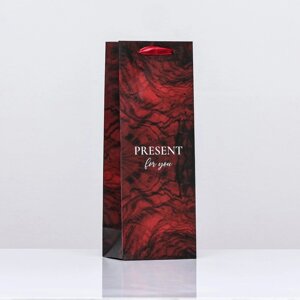 Пакет ламинированный под бутылку "Present for you",13 х 36 х 10 см