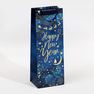 Пакет под бутылку «Новогодний космос», 13 36 10 см