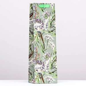 Пакет под бутылку «Восхищайся», зелёный 12 x 40 x 10 см