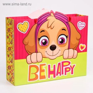 Пакет подарочный "Be happy" 31х40х11 см, Щенячий патруль