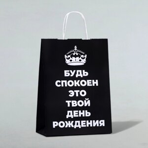 Пакет подарочный «Будь спокоен, это твой День Рождения!24 х 10,5 х 32 см, 1 шт