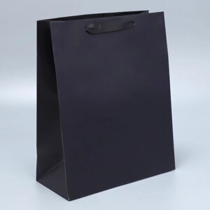 Пакет подарочный ламинированный, упаковка, «Чёрный», M 26 х 30 х 9 см