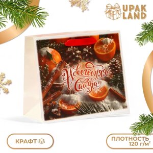 Пакет подарочный новогодний бумажный, "Новогодняя сказка", 24 х 20 х 11 см. Новый год