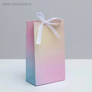 Пакет подарочный с лентой, упаковка, «Love», 13 х 23 х 7 см