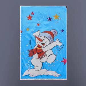Пакет подарочный "Снеговик" 25 х 40 см, цветной металлизированный рисунок
