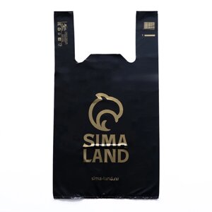 Пакет "Sima land", полиэтиленовый майка, чёрный 30 х 55 см, 21 мкм