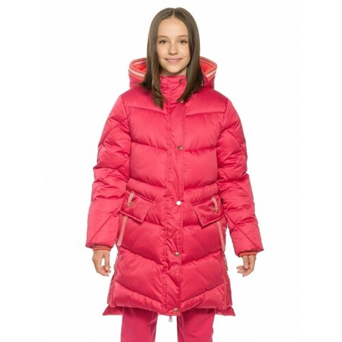 Пальто для девочек, рост 122 см, цвет малиновый