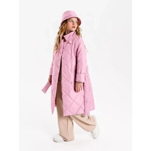 Пальто стёганое для девочек AmaroBaby TRENDY, рост 128-134 см, цвет розовый