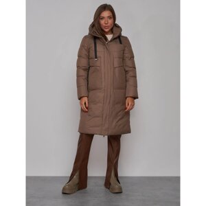 Пальто утепленное зимнее женское, размер 42, цвет коричневый