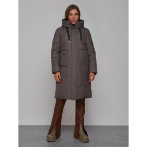 Пальто утепленное зимнее женское, размер 42, цвет тёмно-серый