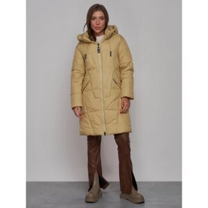 Пальто утепленное зимнее женское, размер 46, цвет горчичный