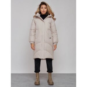Пальто утепленное зимнее женское, размер 46, цвет светло-серый