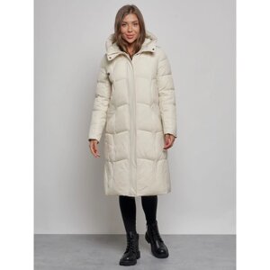 Пальто утепленное зимнее женское, размер 50, цвет бежевый