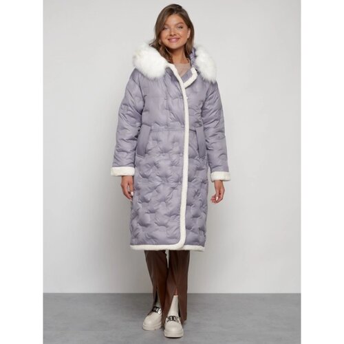 Пальто утепленное зимнее женское, размер 50, цвет серый