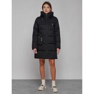Пальто утепленное зимнее женское, размер 54, цвет чёрный