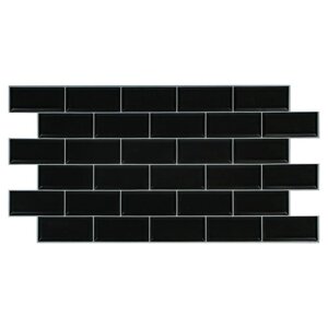 Панель ПВХ Блок чёрный, белый шов 962х484 мм