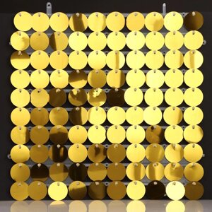 Панель с пайетками для фотозоны, круглые, 30*30см, цвет золотой