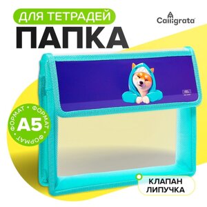 Папка для тетрадей А5 (230 х 190 х 50 мм), с клапаном на липучке, пластик/текстиль, Calligrata, "Сиба"