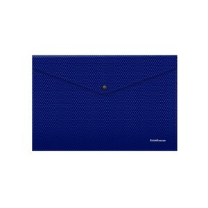 Папка-конверт на кнопке А4, 180 мкм, ErichKrause Diamond Total Blue, вмещает до 120 листов, полупрозрачная, с тиснением, синяя