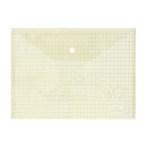 Папка-конверт на кнопке, А4, 80 мкм, "Клетка", тонированная, жёлтая