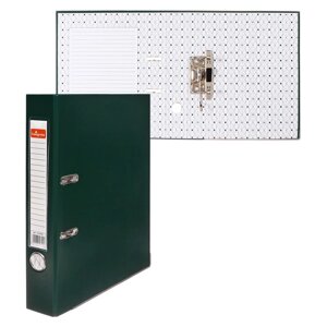 Папка-регистратор А4, 50 мм, Calligrata, полипропилен, металлическая окантовка, карман на корешок, собранная, зелёная