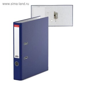 Папка-регистратор А4, 50 мм, ErichKrause Standard, бумвинил, с этикеткой на корешке, нижний металлический кант, синяя